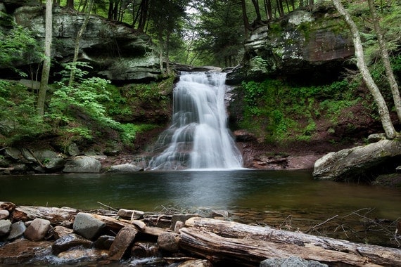 Landscape Photography Waterfall in the woods rocks stream