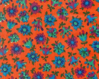 Vintage Orange Floral Fabric - 1 Yard