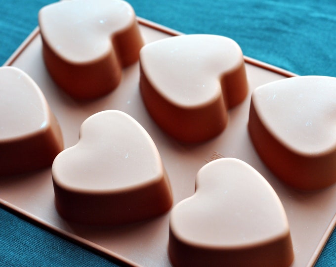 Flexible Silicone Soap Molds Cake Molds Jelly Candy Chocolate Muffin Pudding Molds - 6 Heart