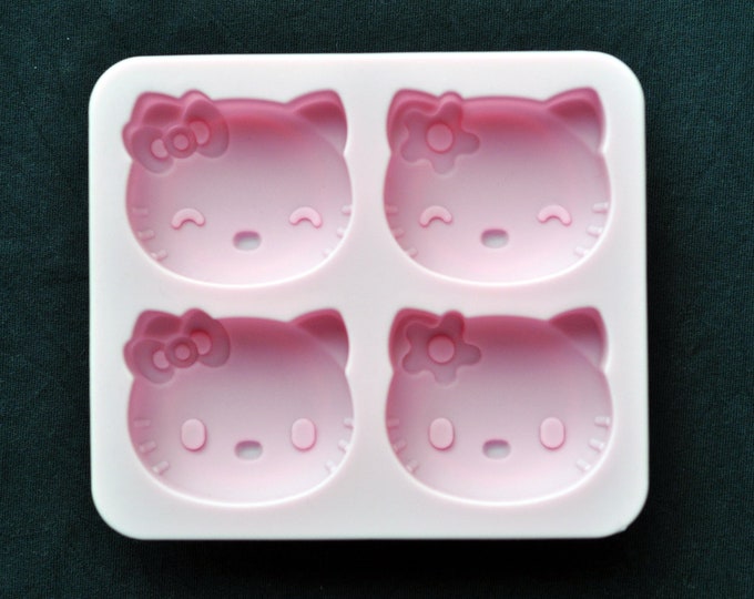 Silicone Kitty Cat Soap Mold Muffin Cupcake Pudding Cake Mold - 4 Cavity 2 faces
