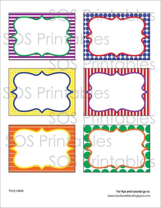 Primary Color Labels Printable PDF Editable Labels Editable