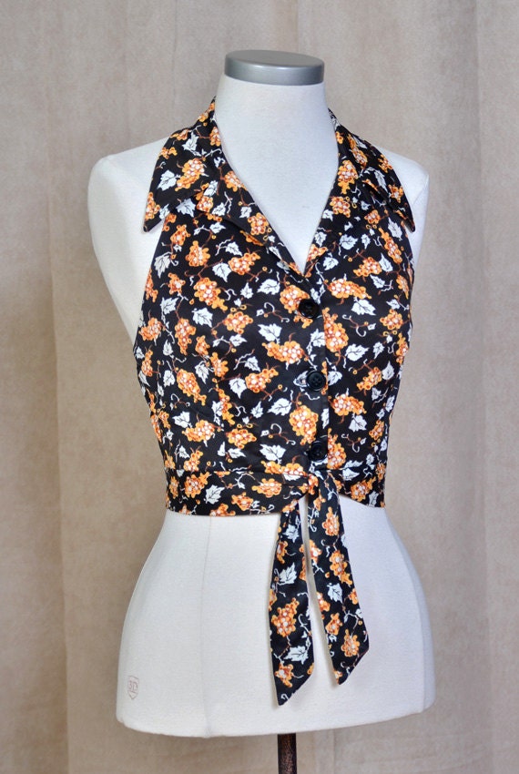 Vintage 1970s floral halter top by CrimeIsBeauty on Etsy