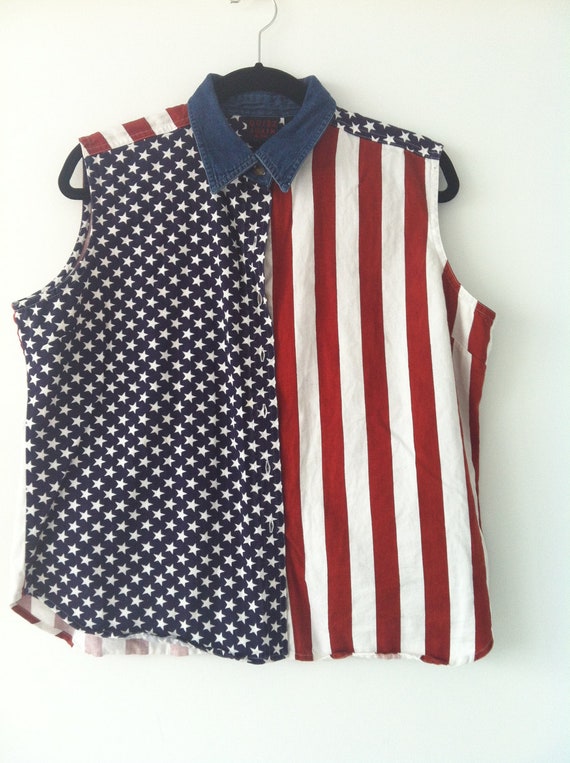 Vintage American Flag Button Up Shirt by DistortedTruth on Etsy