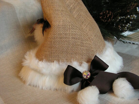 burlap santa hat burlap santa hat