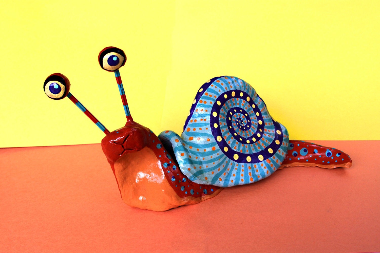 Large Snail Sculpture Mexican Inspired Clay Sculpture