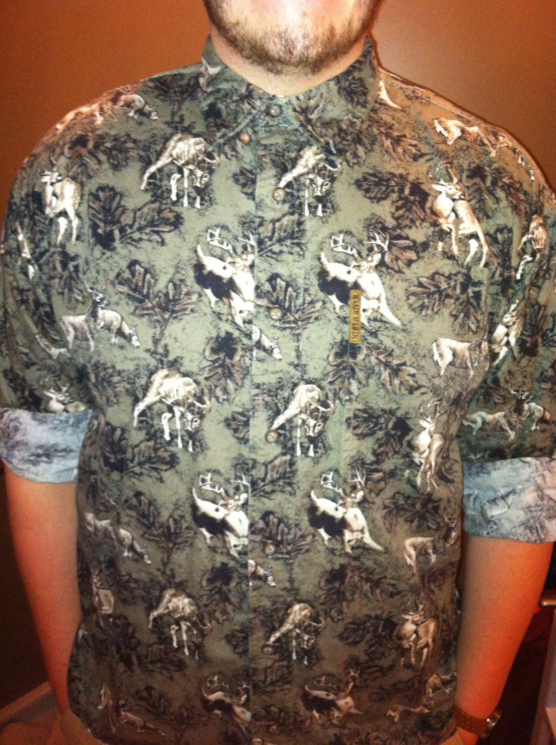 deer print button up shirt