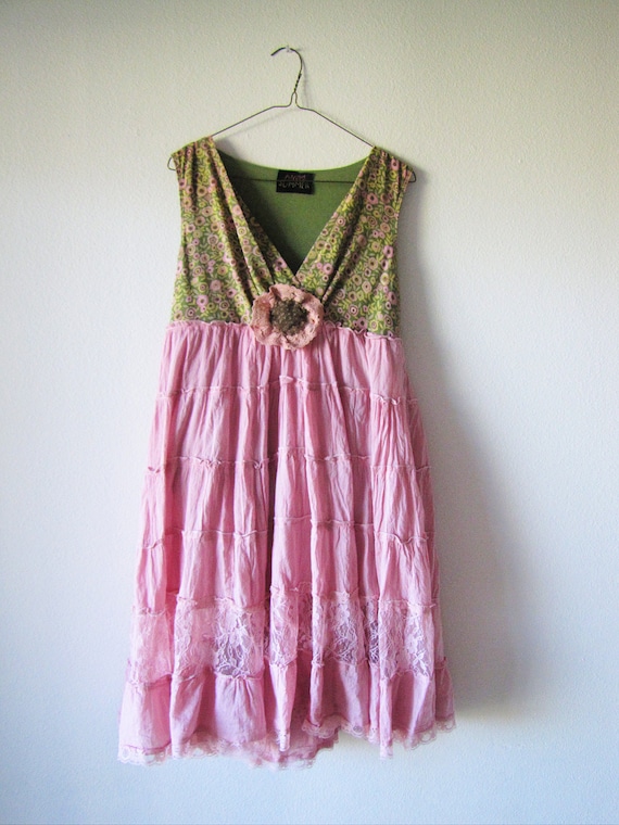 Soft muted colors dress pink and flowy recycled-upscaled