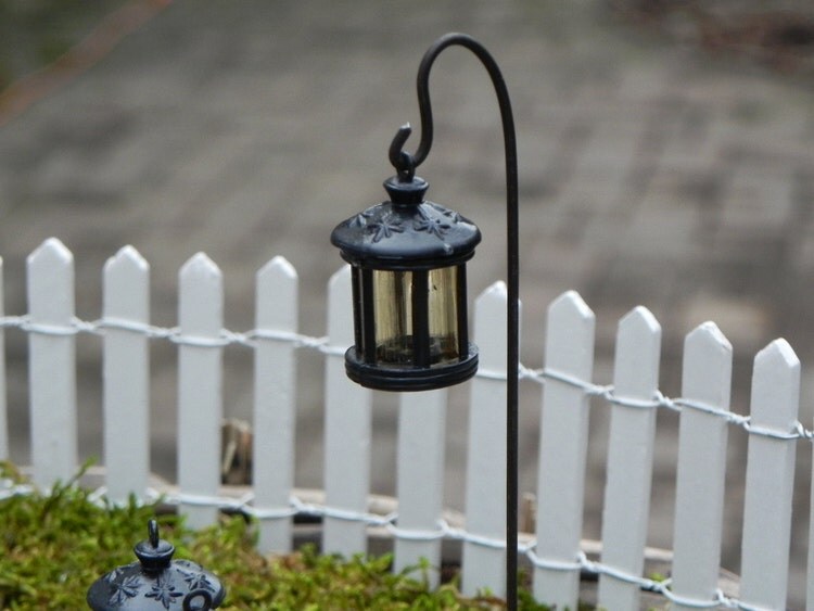 Miniature Shepherd Hook fairy garden by TheLittleHedgerow on Etsy