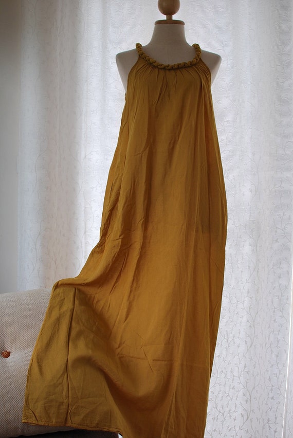 Maxi Cotton Dress Mustard