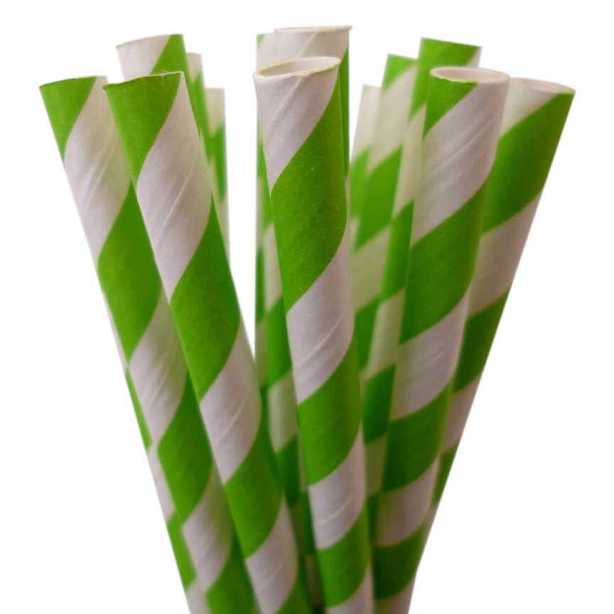 SALE Lime Green Paper Straws 25 LIME Paper Straws Green