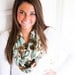 Silky Turquoise and Brown Abstract Leaf Infinity Scarf