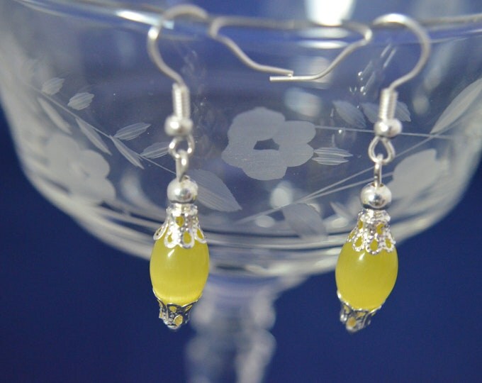 Mexical Opal Earrings, Natural Beads, French Hook Dangle E171