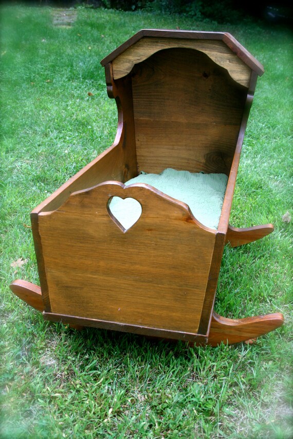 Items similar to Vintage Handmade Wooden Cradle on Etsy