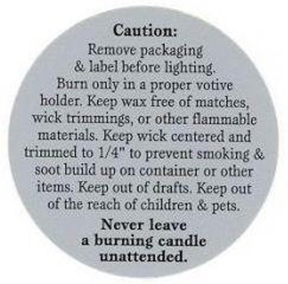 Tealight/Votive Candle Warning Label 10 Pack