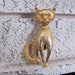 Vintage 1960's Jewelry Mid Century Gold Cat Animal Brooch