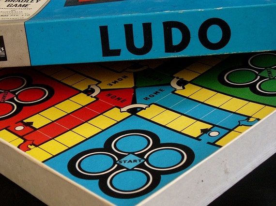 1960s Ludo Board Game Original Box And Wooden Dice