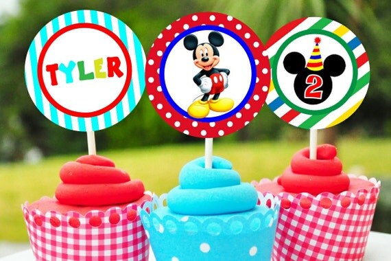 Items similar to Mickey Mouse Printable Cupcake Toppers on Etsy