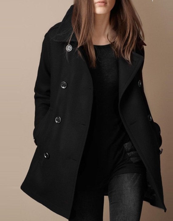 Black wool ladies coat