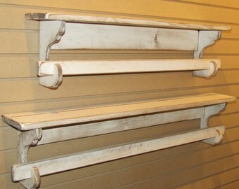 Primitive Quilt Rack - 54" Long - Rustic Country Style Wall Hanging Quilt or Towel Rack - Color and Finish Choice