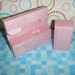 Vintage Plastic Dollhouse Furniture Pink Kitchen Set Refridgerator and Large Counter Set