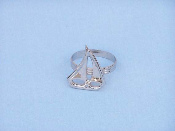 Nautical Napkin Ring 2" Chrome Sailboat / Sail boat Napkin Rings 