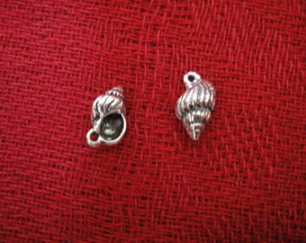 925 sterling silver oxidized sea shell charm 1pc.