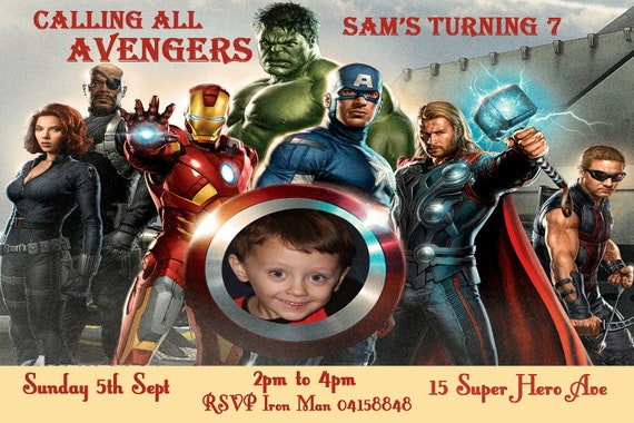 Personalized Avengers Birthday Party Invitations 1
