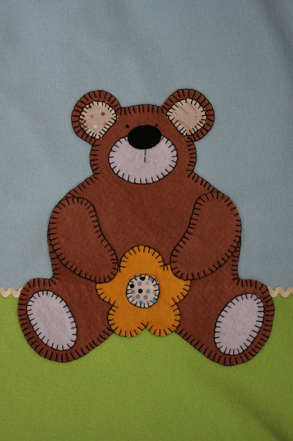 Fleece Baby Blanket adorned with Applique Felt by HalfPennyBazaar