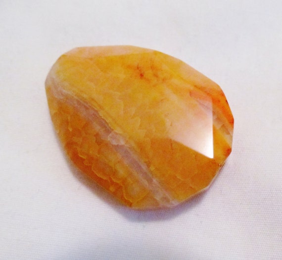 Orange Yellow Agate Chunky Faceted Slab Stone by CanterBeads