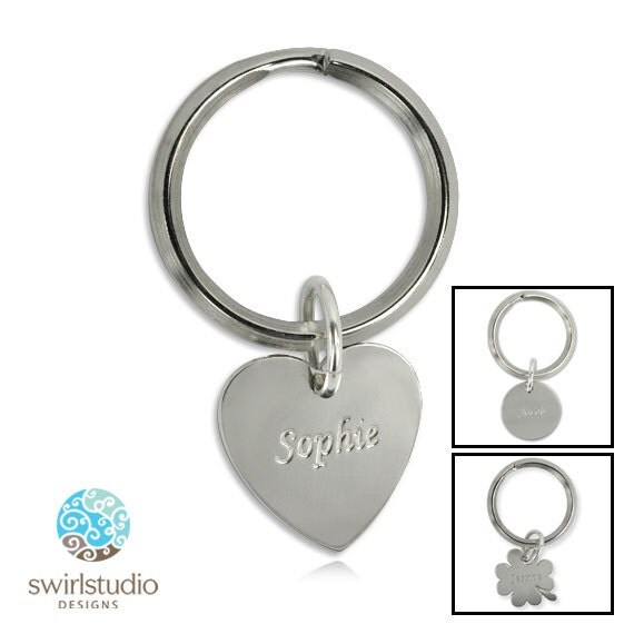 Personalized Sterling Silver Individually Engraved Keychain