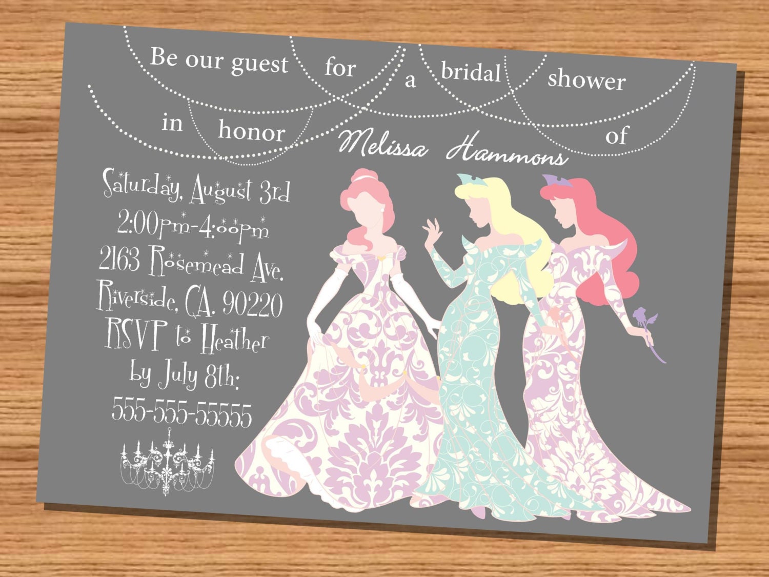 Princess wedding shower invitation Disney Princesses