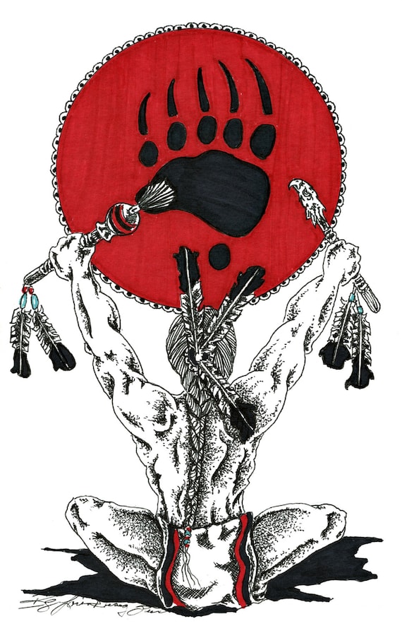 Items similar to Bear Clan Traditional Native American Art 5 x 7 Print