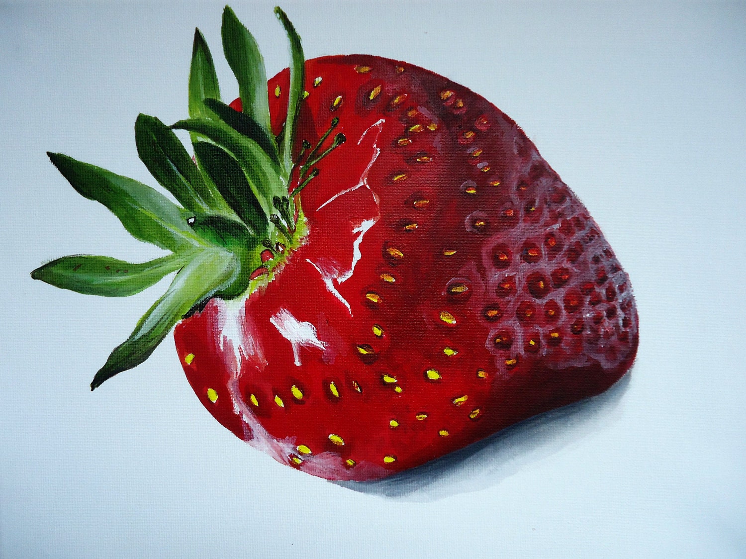 Strawberry Still Life Acrylic 12x16 Painting