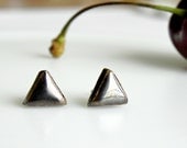 Tiny Triangle Stud Earrings Bronze Back Unisex Post Earrings Hypoallergenic