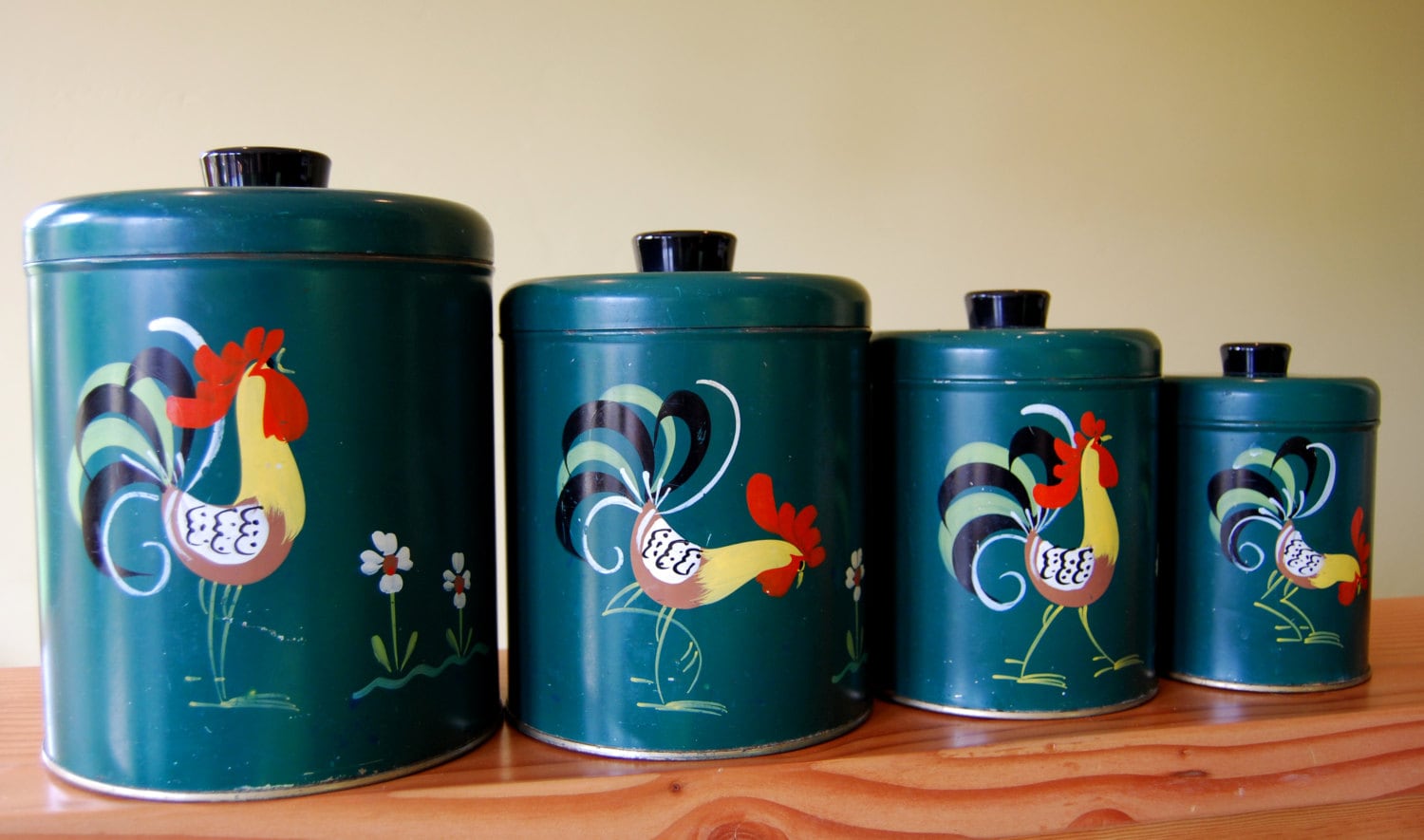 Ransburg Rooster Canister Set Of Four Forest Green Red Yellow   Il Fullxfull.470668377 B50e 