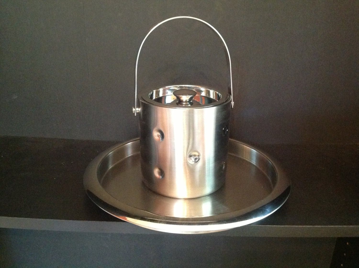 Stainless ice bucket/serving tray set by by