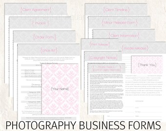 Photography business forms photography pricing template contract price list template Damask 13 psd files supplied