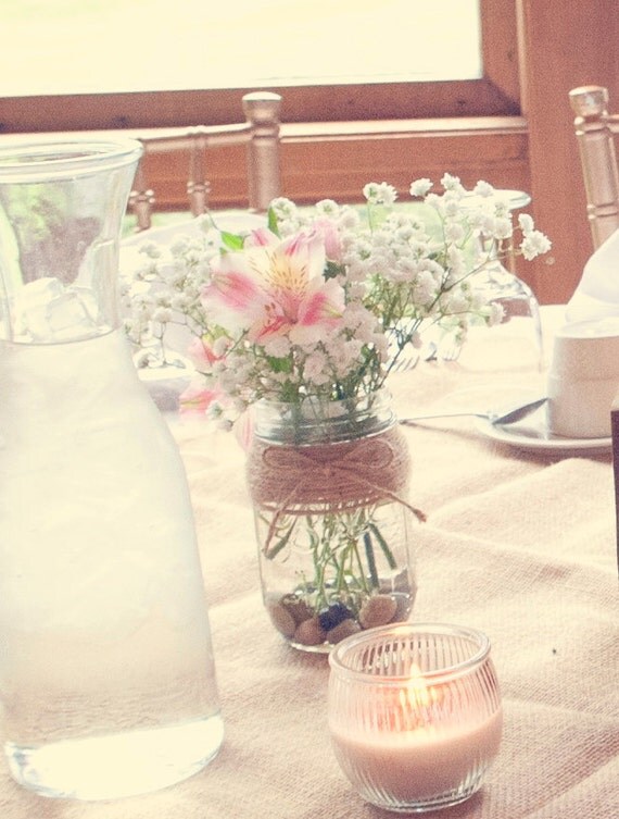 Items similar to One Dozen Rustic Mason Jars Wrapped In Twine