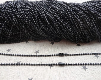 100pcs Black Ball Chain Necklaces with connectors.. 27.5 inch Chain 2.0 mm wholesale--MN63