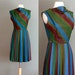 60s S Rainbow Striped Reverse Pleated Dress