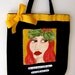 FEMME FATALE TOTE, Cotton Tote, Fashion Tote, Funny Quote/, Shoe Tote, Hand Painted Tote, Market Tote