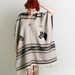 Vintage Horse Poncho - Beige and Chocolate Brown Woven Cape Jacket - Autumn Fall Fashion