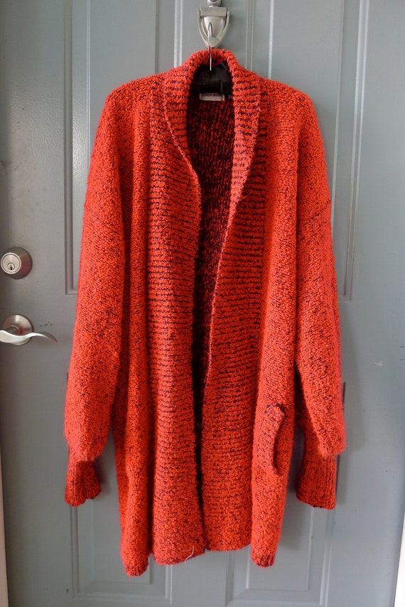 vintage oversized red southwestern cardigan sweater by stylebook