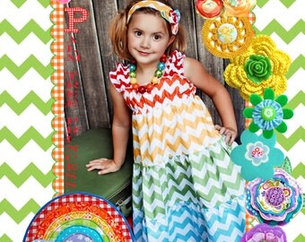Chevron Dress - Rainbow Dress - Tiered Dress