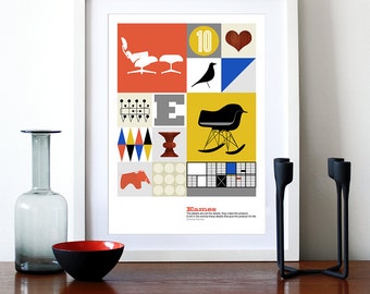 Poster Eames print kitchen art Mid century modern retro office art Herman Miller nursery art - The World of Eames A3