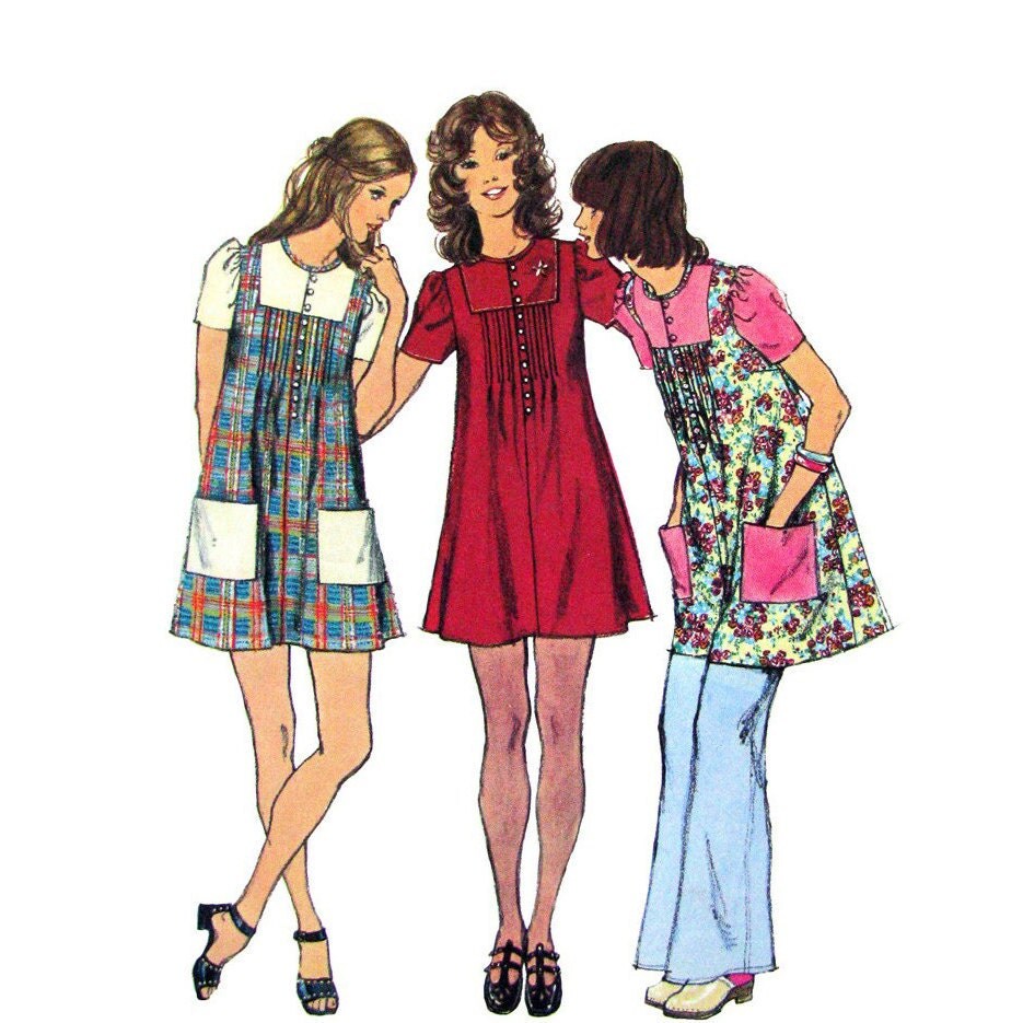 1970s Mini Smock Dress Vintage Pattern Simplicity 5063 Front