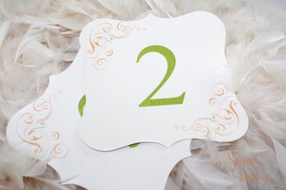 Swirly Frame Style Wedding Table Numbers - (Set of 12) Il_570xn