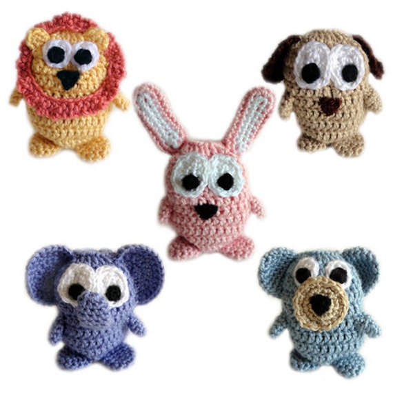 5 Animal Drawstring Bags PDF Crochet Pattern Instant