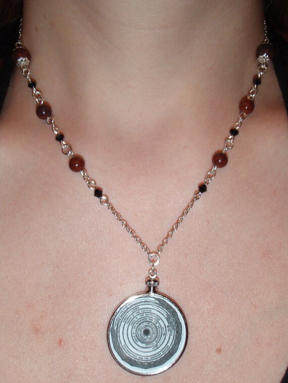 Dante's Inferno map of Hell necklace red stone