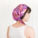 1960s Head Scarf - 60s Head Wrap / Hat - Pink Purple and Gold